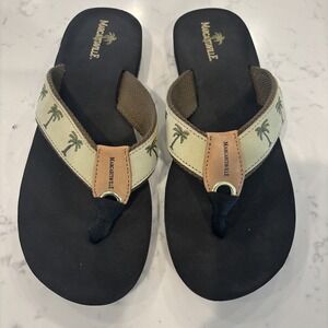 Margaritaville Breezy Flip Flop Women's Brown Leather Sz Palm Tree Womens 10